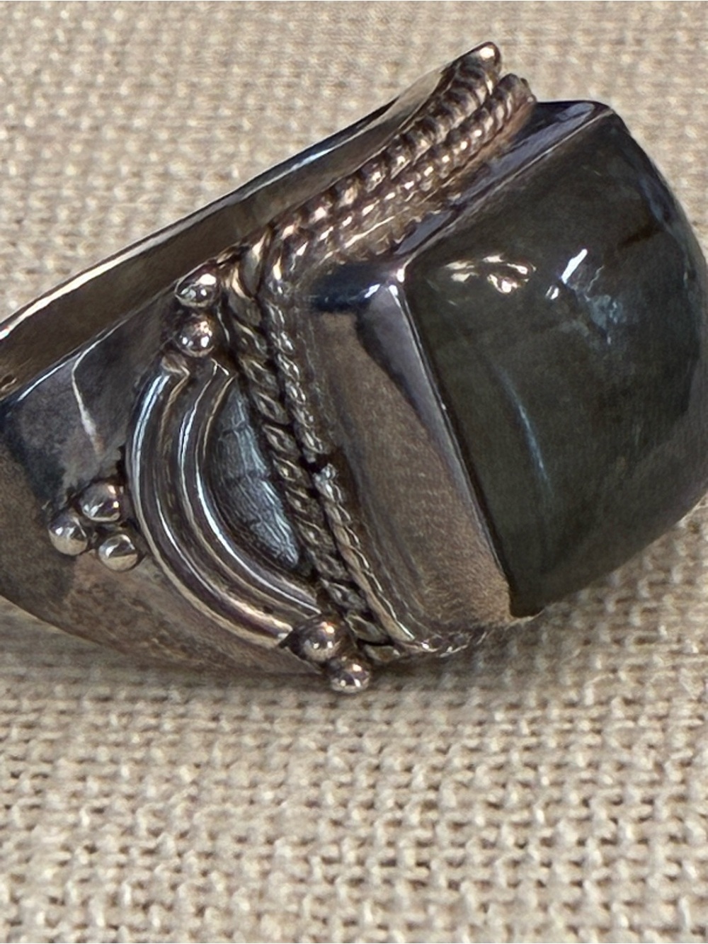 Sterling Silver Labradorite Statement Ring - Gray Blue